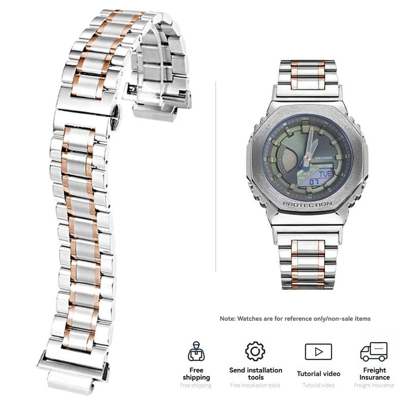 Прочный Стальной Ремешок Для Часов Casio Farm Oak Модифицированный GM2100/GA2100 Черный GM2100 Стальной Браслет Мужской Нержавеющая Сталь