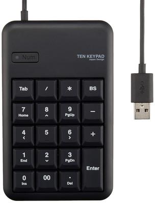 Elecom Цифровая клавиатура проводная мембранная размер S с USB-портом Heavy Duty Black TK-TCM014BK