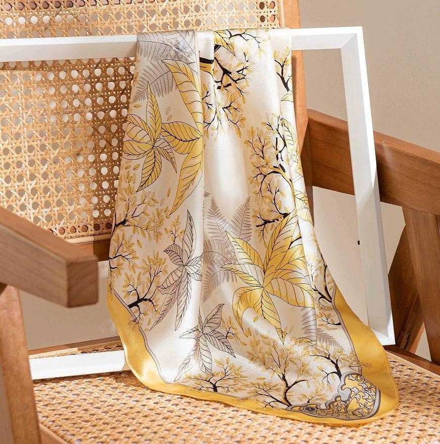 Silk Scarf Square Scarf High-end Strap 100% Mulberry F Student Fashion Sunscreen Shawl Dual-purpose