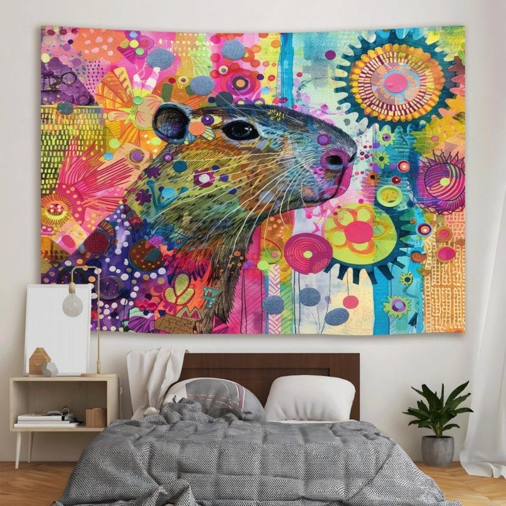 1 Colorful Capybara Pop Art Tapestry Single Sided 2D Print Vibrant Tapestry Bedroom Living Room Dorm Playful Vibe Accessory Gift