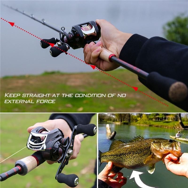 Fishing Rod Set 2.1/2.4M Casting Fishing Rod Reel Combos Fishing Pole Rod and 18BB Casting Reels