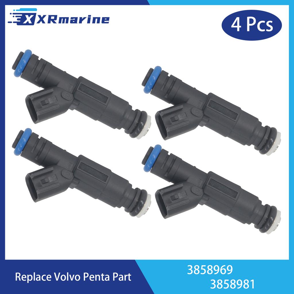 3858981 Fuel Injectors 4 Holes 3858969 for Volvo Penta 4.3L 5.0L 5.7L GXi OSi Engine Compatible with Indmar MEFI 6 ECM 636051