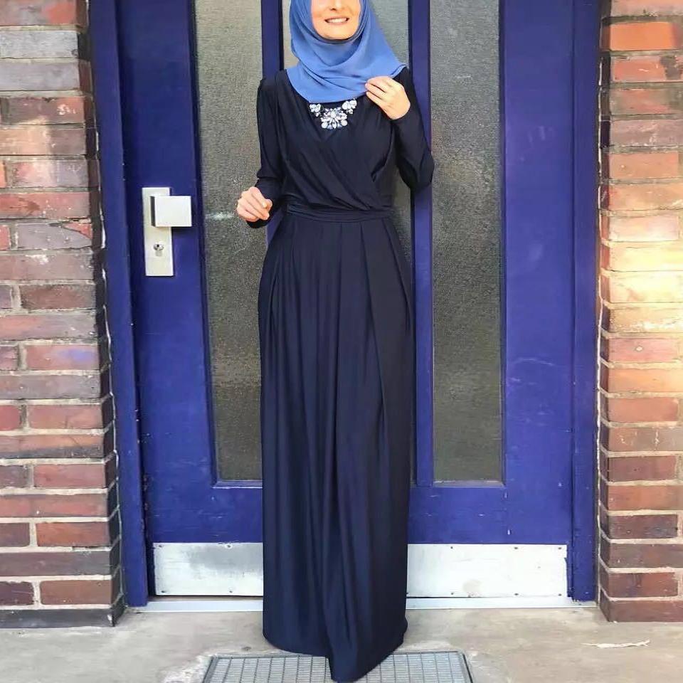 Женское мусульманское платье абайя, платье с высокой талией на Ближнем Востоке, музыкальное платье для Рамадана, элегантное клубное вечернее платье, женская исламская одежда