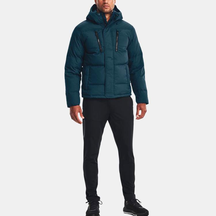 Under Armour ColdGear Training Sports Waterproof Hooded Down Jacket Men Outerwear Navy 1369372-413