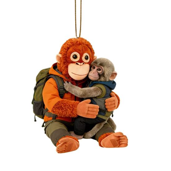 Брелок-брелок обезьянка, обнимающая плюшевую игрушку, 2D акриловый брелок-обезьянка для рюкзака, кошелька, ключей от машины, эмоциональный подарок для семьи и друзей