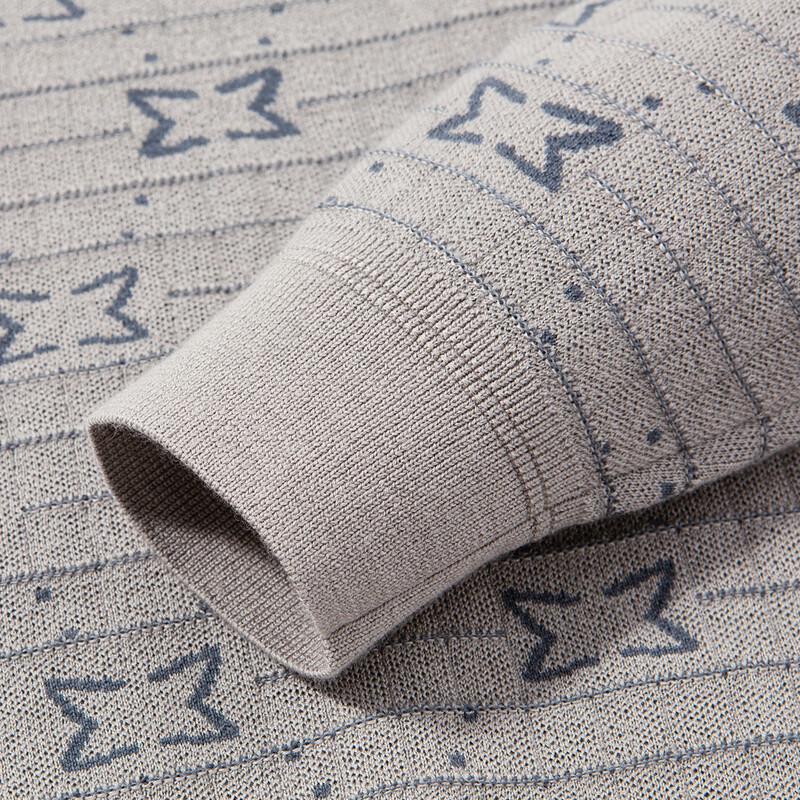 Мужской зимний шерстяной свитер ROJOZ с жаккардовым узором «кунжутная точка»