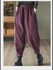 Женские фиолетовые модные брюки-шаровары больших размеров из бархата 2025 года