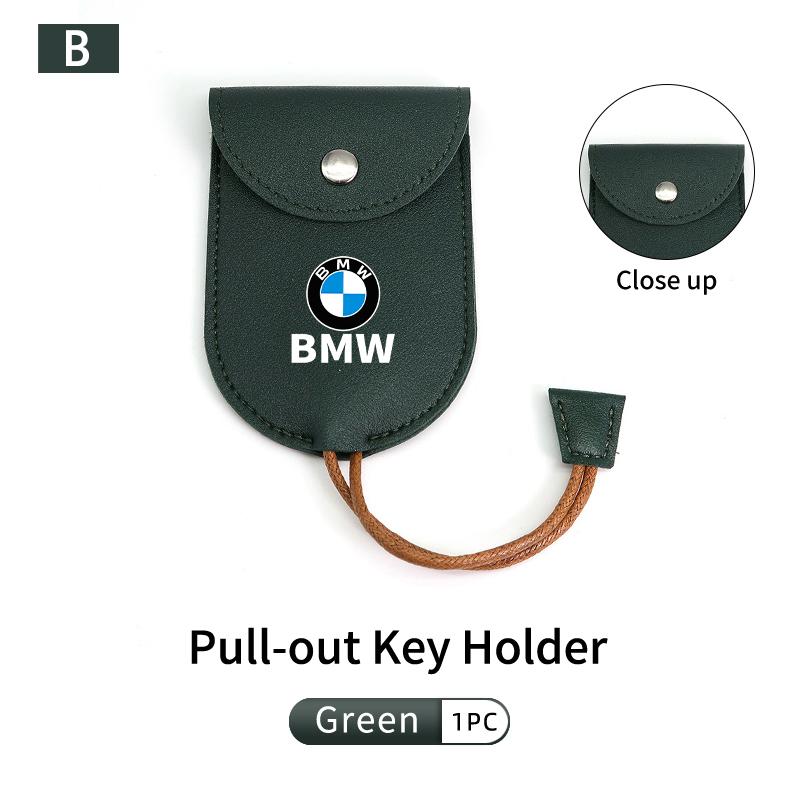 KHQB5 For BMW Leather Car Key Protective Case Keychain Storage Bag Coin Purse Accessories E87 E70 E91 E30 G20 E92 E93 E60 E46 E90 G30