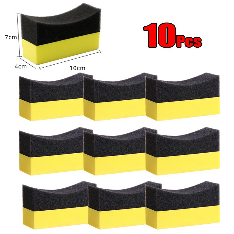 10Pcs Car Wheel Cleaning Sponge Detailing Applicator Sponge Water Suction Sponge Wax Polishing Tyre Brushe Tools Car Accessories