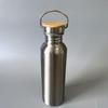 Широкоротная бутылка для воды из нержавеющей стали с деревянной крышкой-кружкой для велоспорта на открытом воздухе