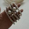 Серебряный металлический браслет с жемчугом, вытяжка проволоки, преувеличенный браслет, жемчужный браслет, для женщин