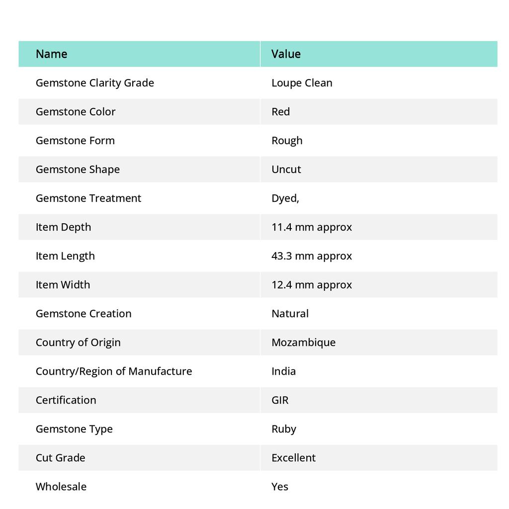 Red Rough Natural Ruby 55.35 Ct Uncut Raw Rough Rare CERTIFIED Loose Gemstone M-302-Ra
