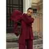 Elegant Burgundy Long Sleeve Sweater Pants Set Fashion Knitted Scarf Pullover Trousers Suits Autumn Winter Lady Warm Streetwear