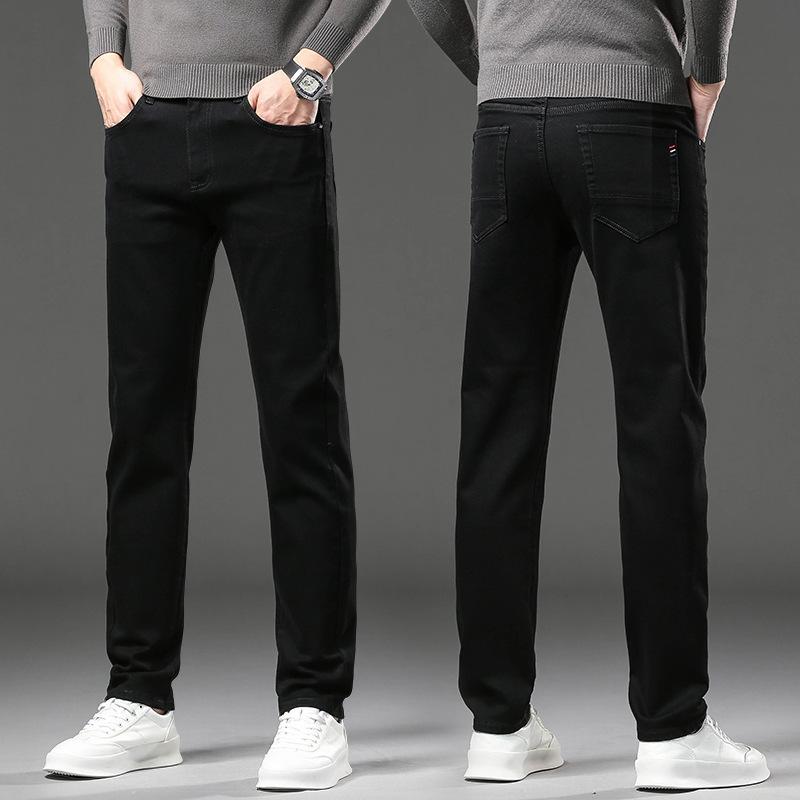 Новые осенние и зимние стили с плюшевыми и утолщенными/обычными мужскими джинсами Slim Fit, Small Feet Loose, повседневные и модные эластичные брюки