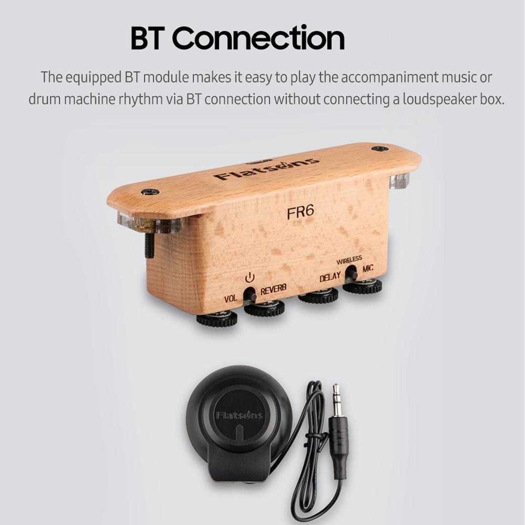 Guitar Pickup Multifunctional Rechargeable BT Connection Acoustic Guitar Soundhole Pickup with Reverberation and Delay