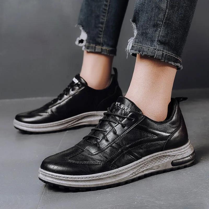 Men's Casual Lace Up Board Shoes High Quality All-match Sneakers Non-slip Wear-resistant Work Shoes Soft Sole Surface