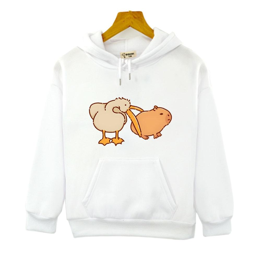 Толстовки с капюшоном «Пеликан и капибара», очень милый свитшот, топы с длинными рукавами для мальчиков и девочек, детская одежда для малышей, одежда Y2k, пуловер для детей