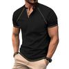 Men's Shoulder Length Short Sleeved Collar T-shirt Casual Round Neck Top