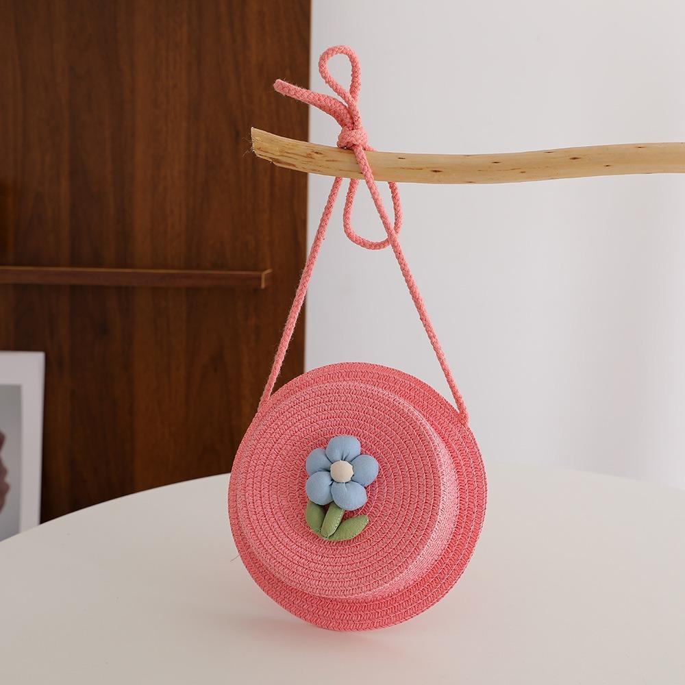 Handmade Woven Crossbody Bag Solid Color Storage Basket New Messenger Bag  Children