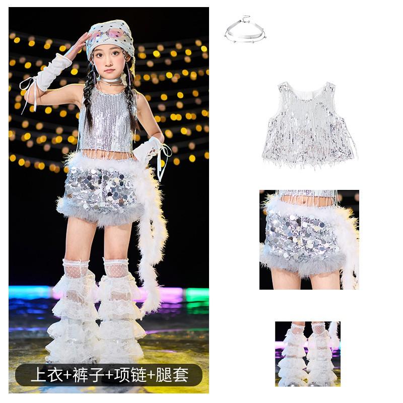 Girls Hip Hop Dance Outfit Jazz Performance Set Kids Cool Streetwear Stage Show