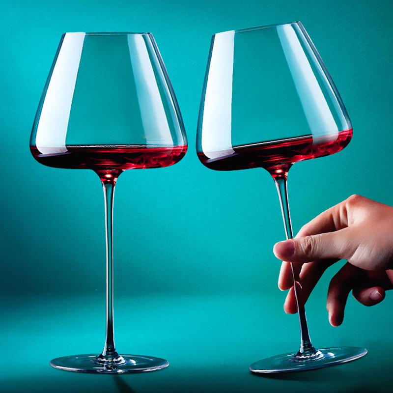 2 Pcs Clear Crystal Wine Goblet Wedding Party Stemware Drinking Glass Big Belly Small Mouth Burgundy Cup Sherry Champagne Flute