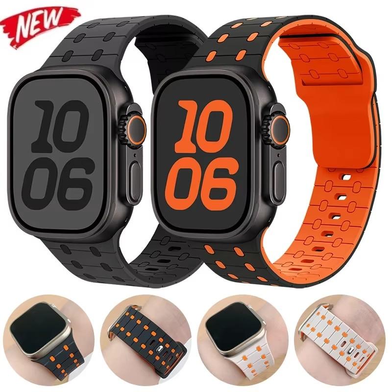 Silicone Band For Apple Watch Strap 49mm 45mm 41mm 44mm 40mm 38 42mm 46mm Bracelet Correa Iwatch Series 10 9 8 7 6 5 3 SE Ultra