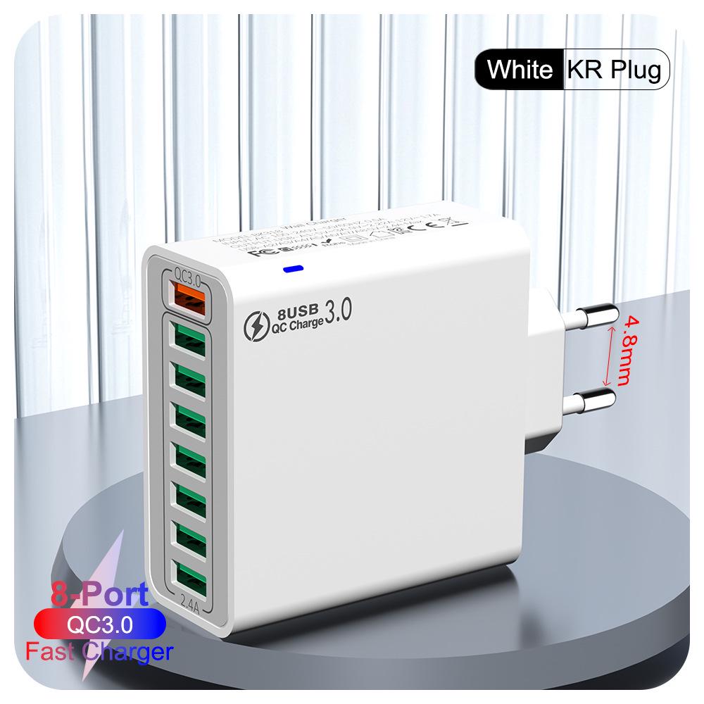 QC3.0 8-Port 30W Multi-USB High-Power Fast Charger (US/EU/Korean Specs)