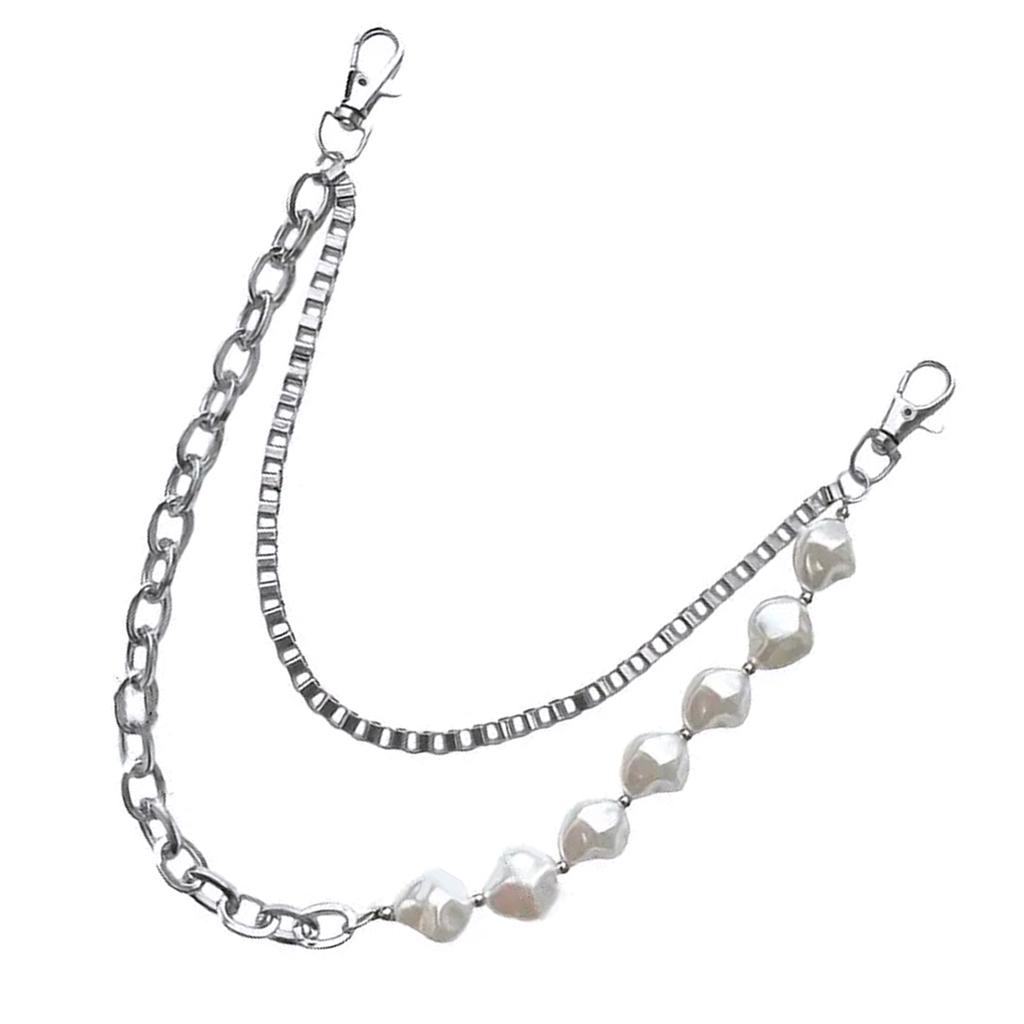 Модный ремень-цепочка с нерегулярными бусинами из искусственного жемчуга, цепочка для брюк, идеально подходит для модных и музыкальных фестивальных нарядов