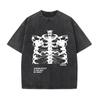Retro Washed Vintage Blsack Tops Skeleton T-Shirt High Quality T Shirts Summer Oversized Short Sleeve Clothes