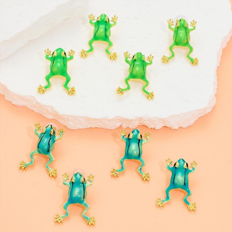 Одна пара персонализированных милых причудливых мультяшных новых колец в виде лягушки, сережек-клипс в виде лягушки