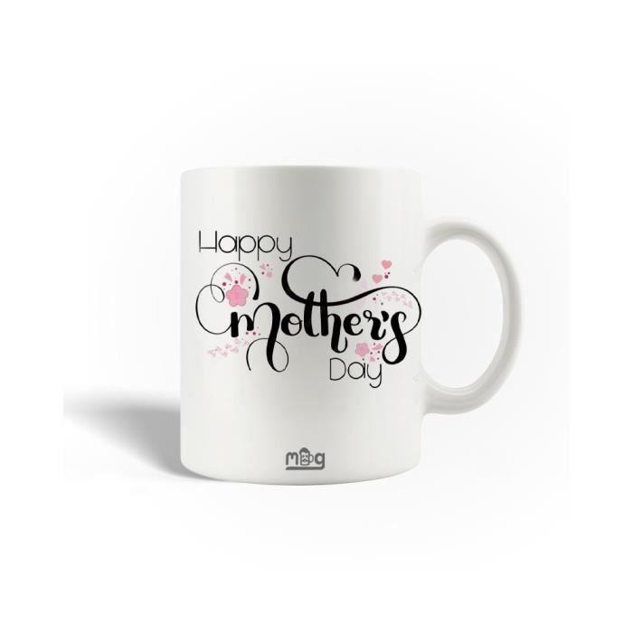 Ceramic Mug - Happy Mothers Day - 30cl - White - Dishwasher Safe - Cylindrical