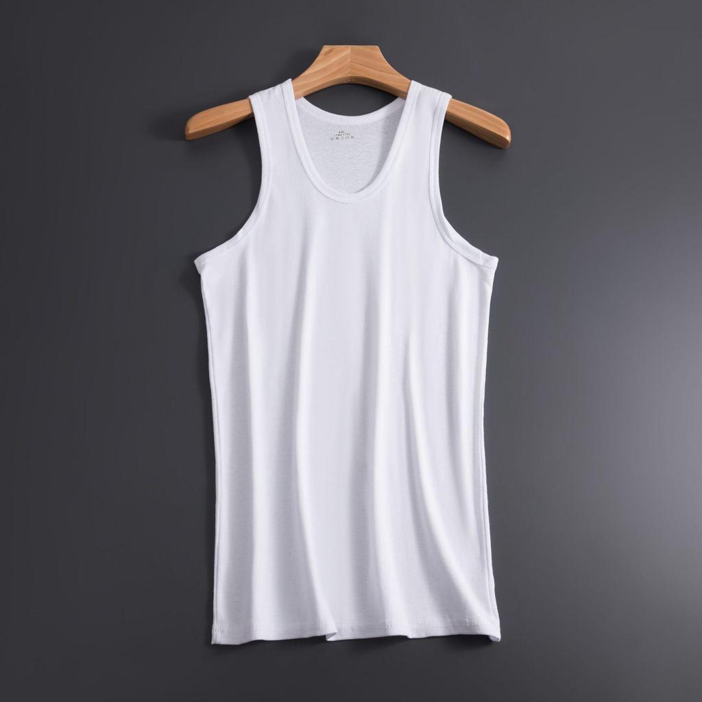 Men's Summer Cotton Ribbed Slim Fit Tank Top with Spaghetti Straps and Racerback.
