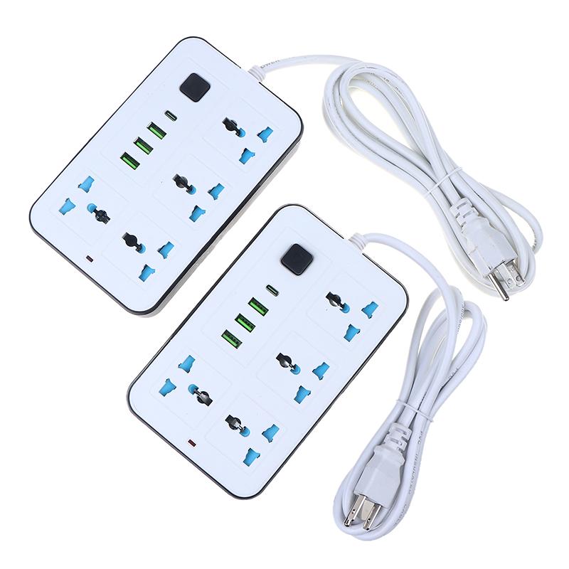 Евровилка США Удлинитель 2/3-контактный 1 порт Type-C 3 порта USB 4 розетки переменного тока 2/3/5 м Зарядный электрический розетка