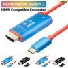 Для Nintendo Switch 2 Кабель Type C - HDMI-совместимый с зарядкой USB 5 В Портативный ТВ-разъем Док-станция 4K HD Адаптер 60/144 Гц