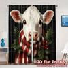 2pcs,Curtains Christmas Cow Holly Scarf Modern Modern Curtain 100% Polyester Curtains Decorations For Home Perfect for