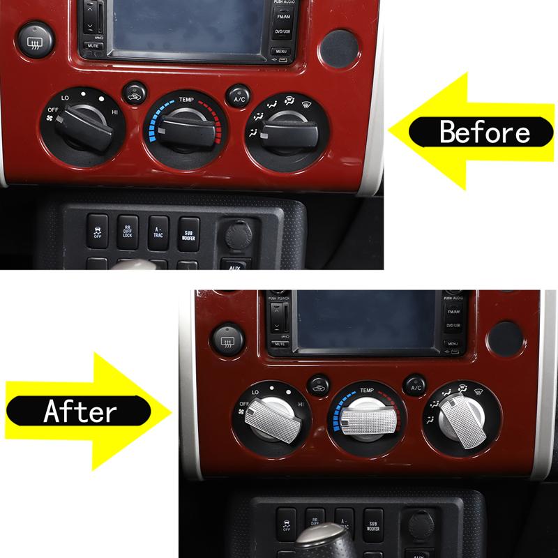 Для Toyota FJ Cruiser 2007-алюминиевый сплав, автомобильный переключатель кондиционера, декоративное кольцо, отделка кнопки управления переменным током