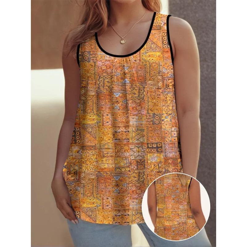 Women's Sleeveless Vest Creative Color Pattern Cat Printing Comfortable Soft Fashionable Versatile Summer Vest