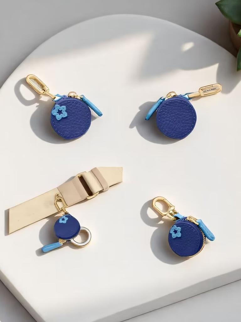 Multi-piece set - Mini cute blueberry fruit pendant coin purse keychain charm fashion PU leather charm small bag gift for women