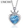 2.25ct Natural Blue Topaz Gemstone Pendants For Women Heart Jewelry Wedding Valentine's Day Gift