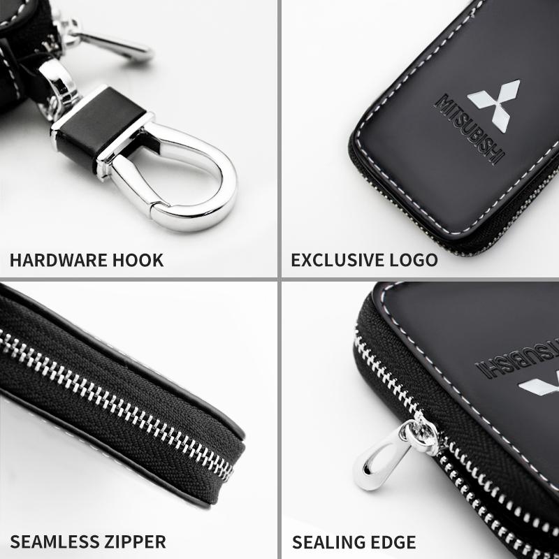 For Mitsubishi ASX Lancer Pajero Outlander Colt Galant L200 Ralliart PU Leather Key Wallet Car Key Bag Multi Function Key Caseor