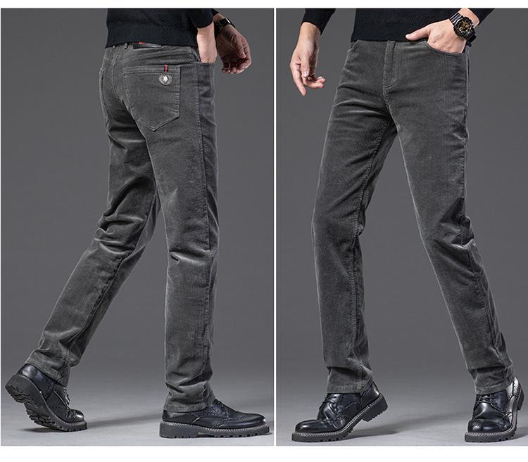 Мужские повседневные брюки из вельвета-стрейч - осень/зима, свободные, прямого кроя, универсальные брюки