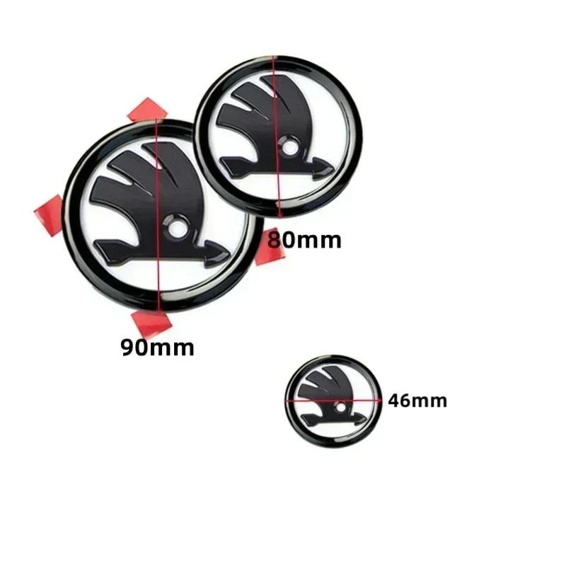 XOWS7 for Skoda 3Pcs Rapid Octavia Fabia Laura Superb 1 2 3 Kodiaq Karoq Car Front Hood Rear Trunk Emblem Steering Wheel Logo Sticker