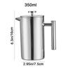 350ml French Press Coffee Maker Double Walled Insulated Coffee Press Filter Pot with Filter Stainless Steel Brewing Teapot