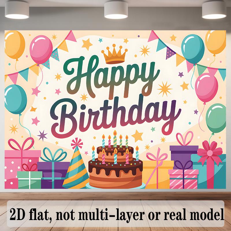 Party Backdrop Flat Text Hanging Event Photo Background Birthday Party Decor