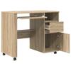 Rolling Desk in Sonoma Oak 91 x 50 x 77 cm Engineered Wood