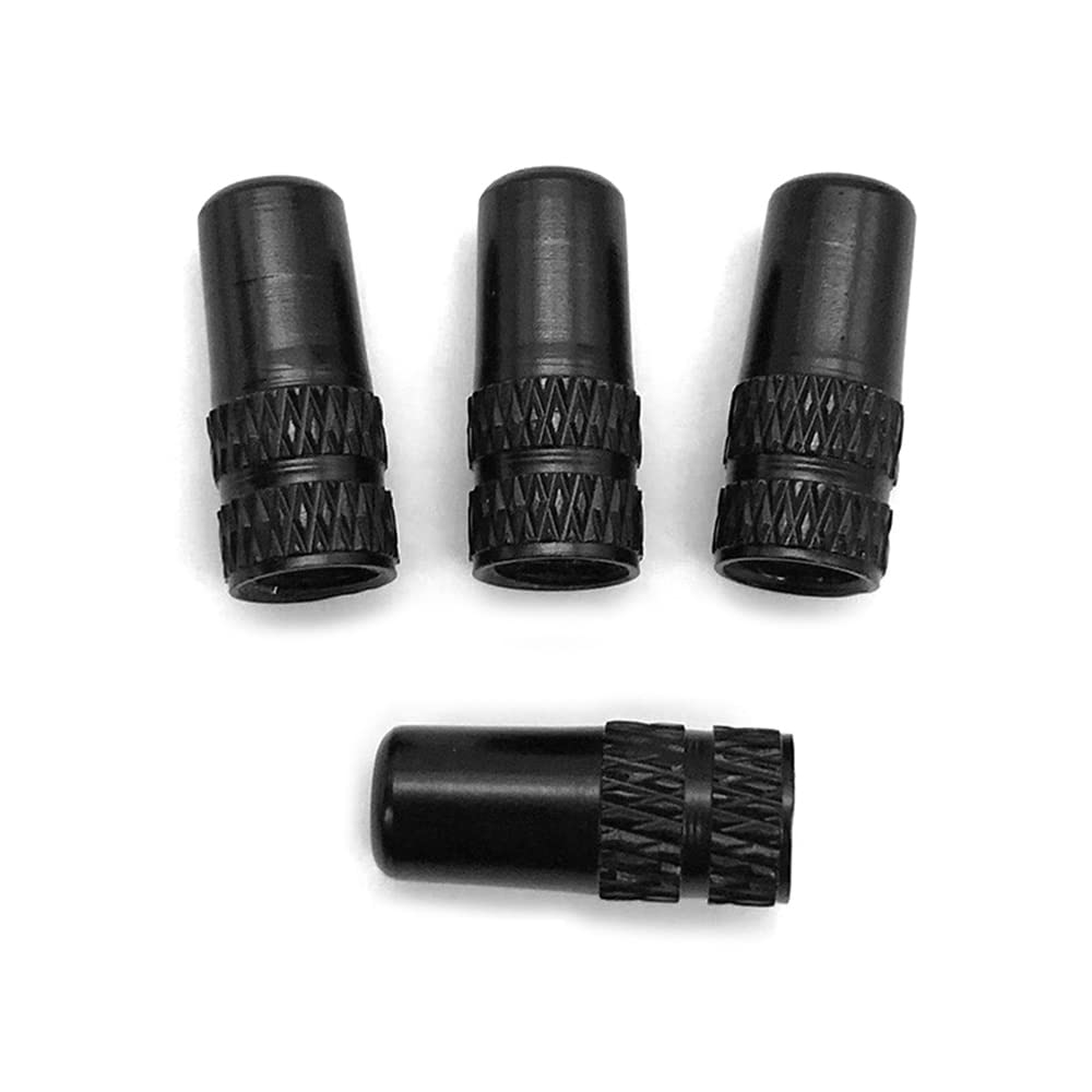 YFFSFDC набор из 4 колпачков для вентилей велосипедных шин Presta из алюминиевого сплава, колпачки для вентилей Presta, алюминиевые колпачки для вентилей, французский клапан для шоссейного велосипеда, черный цвет