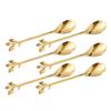 6PCS Creative Personality Stainless Steel Gold Spoons Tree Leaf Spoon Coffee Spoon Tea Spoon Home Restaurant Dessert Cutlery Set