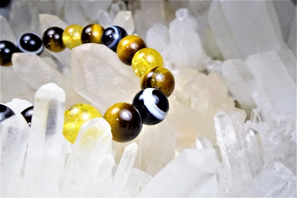 Камень Лист для финансовой карьеры и исполнения желаний Браслет Глаз и Цитрин для мужчин и Натуральная Сила 10 мм 17 см [Удача-хранитель, удача, исполнение] Тигровый