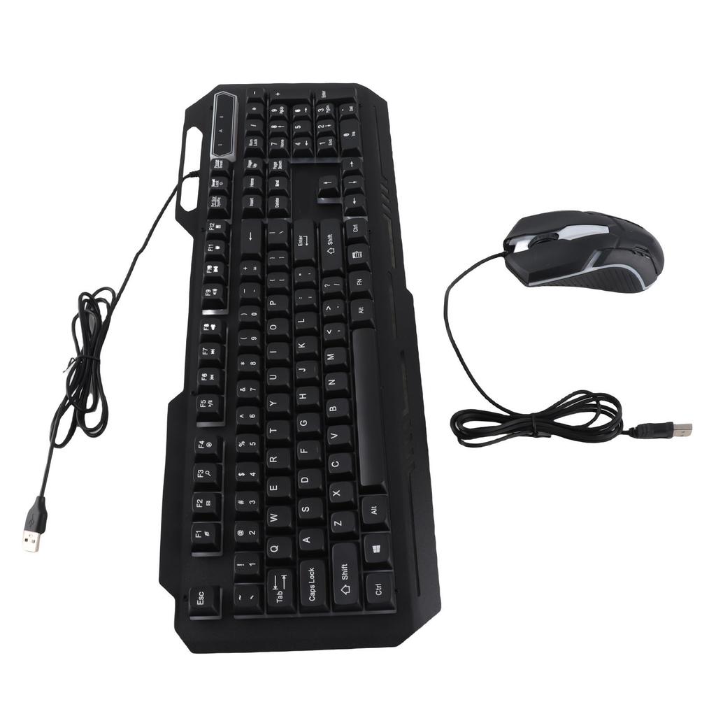 Wired Keyboard Mouse Combo 1200DPI RGB Light Ergonomic 104 Keys Aluminum Alloy Gaming Keyboard and Mouse Set for