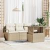 5-piece Garden Sofa Set with Beige Poly Rattan Cushions, 2-seater Garden Sofa with Cushions 3348727